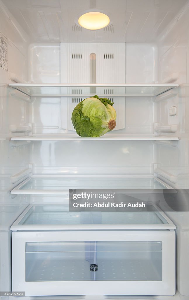 Lettuce in a refrigerator