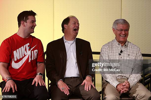 McCarron, David Cutcliffe and Dick Vermeil attend the 77th Annual Maxwell Football Club Discussion Table at Ovation Hall at Revel Resort & Casino...