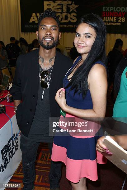 Recording artist Miguel and Chrystal Aguilera attend the BET & Make A Wish Foundation Recipients Attend Day 1 BET Awards Weekend Sprite Radio Remote...