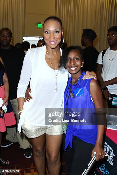 Recording artist Tamar Braxton and Admena Sembro attend the BET & Make A Wish Foundation Recipients Attend Day 1 BET Awards Weekend Sprite Radio...