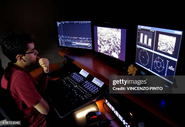 An employee of film restoration laboratory Cineteca di Bologna, works on the restoration of a film about the Armenian genocide entitled "Armenia,...