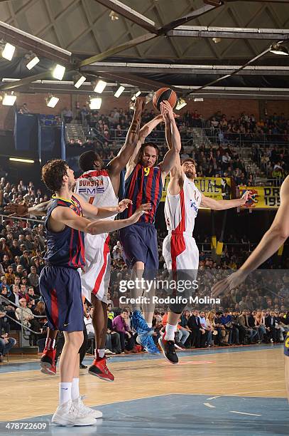 Marcelinho Huertas, #9 of FC Barcelona in action during the 2013-2014 Turkish Airlines Euroleague Top 16 Date 10 game between FC Barcelona Regal v...