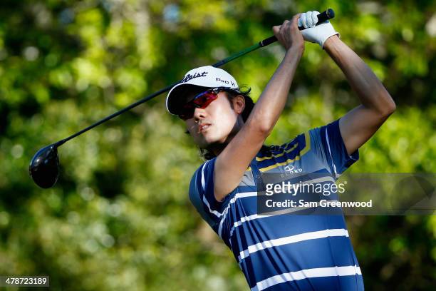 Kevin Na hits a tee shot on the 9th hole during the second round of the Valspar Championship at Innisbrook Resort and Golf Club on March 14, 2014 in...