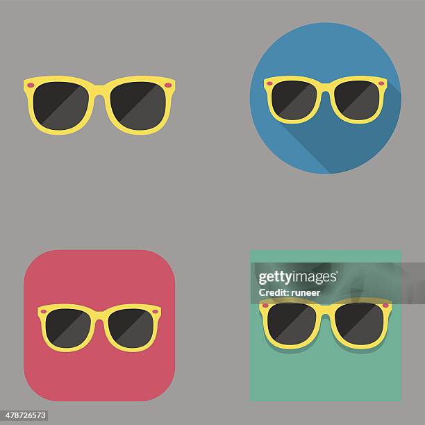 flat sunglasses icons | kalaful series - round eyeglasses clip art stock illustrations
