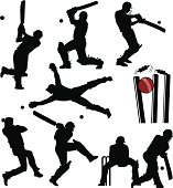 Cricket Players Silhouettes