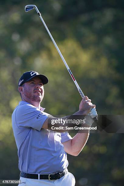 Robert Garrigus hits a shot on the 17th hole during the second round of the Valspar Championship at Innisbrook Resort and Golf Club on March 14, 2014...