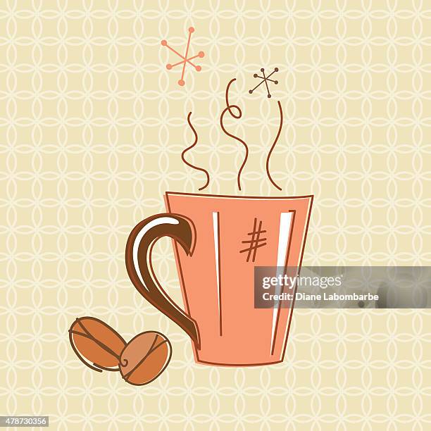 sketchy scribble coffee icon on a simple pattern background. - coffee beans stock illustrations