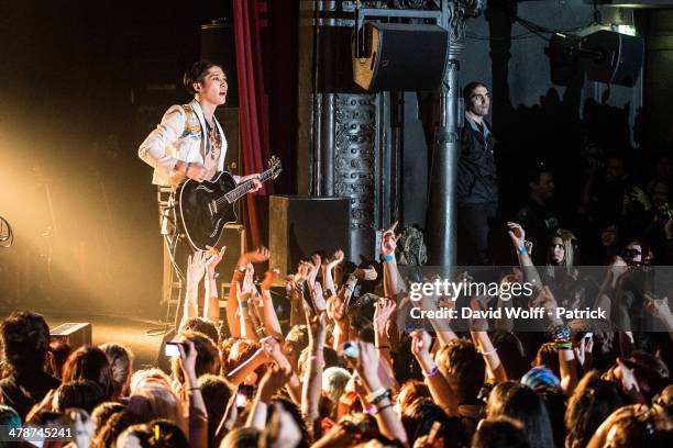 Miyavi performs at La Cigale on March 14, 2014 in Paris, France.