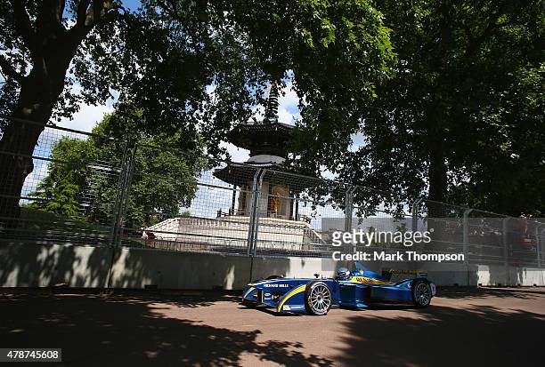 Nicolas Prost of team E.Dams-Renault in action during the FIA Formula E Visa championship, ePrix at battersea park on June 27, 2015 in London,...