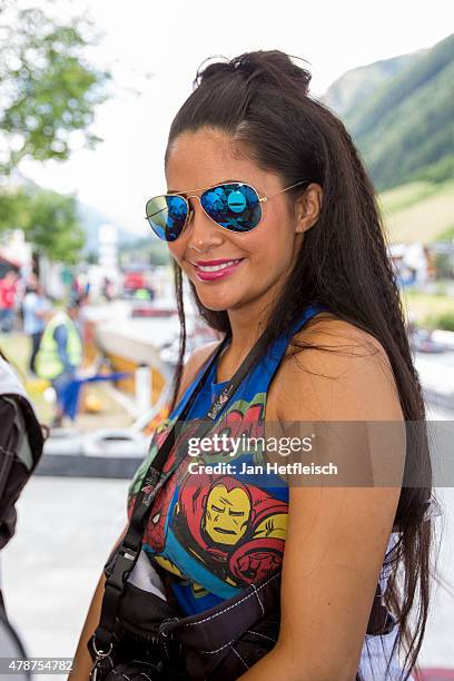 Playmate Mia Gray poses for a picture during the Ischgl Cart Trophy 2015 on June 27, 2015 in Ischgl, Austria.