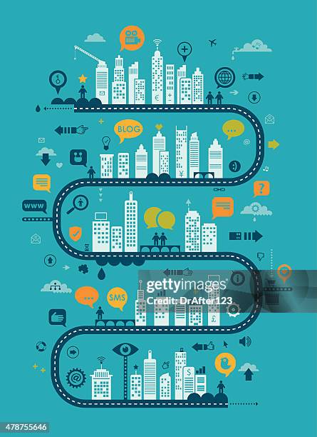 social media concept - city life stock illustrations