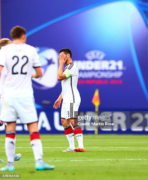 Kevin Volland of Germany reacts during the UEFA European Under-21 semi final match Between Portugal and Germany at Ander Stadium on June 27, 2015 in...