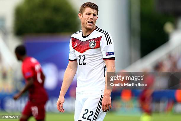 Dominique Heintz of Germany reacts during the UEFA European Under-21 semi final match Between Portugal and Germany at Ander Stadium on June 27, 2015...