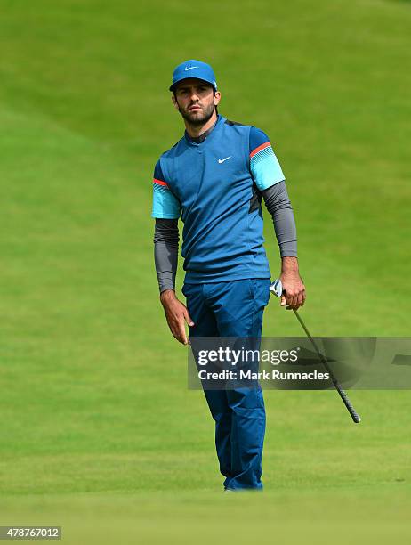 Joel Stalter of France in action during the third round of the 2015 SSE Scottish Hydro Challenge at the MacDonald Spey Valley Championship Golf...