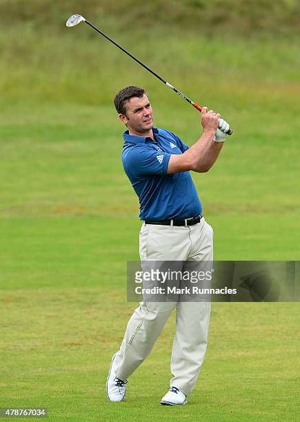 Andrew McArthur of Scotland in action during the third round of the 2015 SSE Scottish Hydro Challenge at the MacDonald Spey Valley Championship Golf...