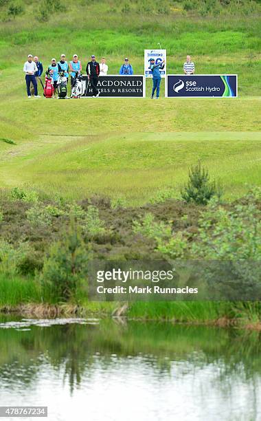 Joel Stalter of France in action on the 16th tee during the third round of the 2015 SSE Scottish Hydro Challenge at the MacDonald Spey Valley...
