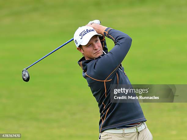 Bjorn Akesson of Sweden in action during the third round of the 2015 SSE Scottish Hydro Challenge at the MacDonald Spey Valley Championship Golf...