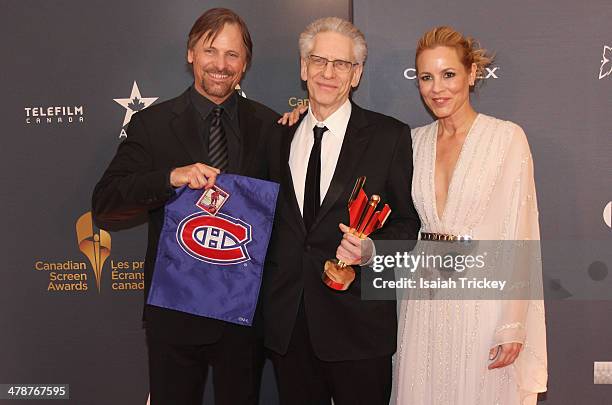 Viggo Mortensen, David Cronenberg and Maria Bello attend the Canadian Screen Awards CBC Broadcast Gala at Sony Centre for the Performing Arts on...