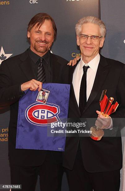 Viggo Mortensen and David Cronenberg attend the Canadian Screen Awards CBC Broadcast Gala at Sony Centre for the Performing Arts on March 9, 2014 in...