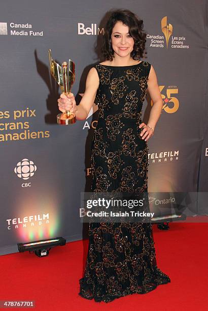 Tatiana Maslany, winner of the Best Perfomance by an Actress in a Continuing Leading Dramatic Role attends the Canadian Screen Awards CBC Broadcast...