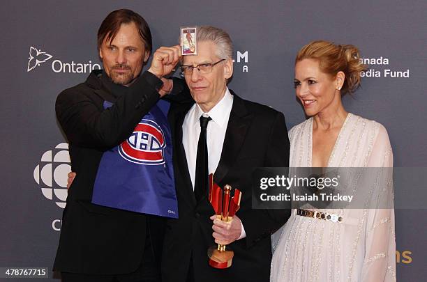 Viggo Mortensen, David Cronenberg and Maria Bello attend the Canadian Screen Awards CBC Broadcast Gala at Sony Centre for the Performing Arts on...