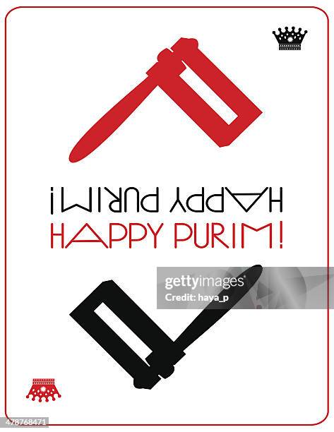 purim symbols with text - purim stock illustrations