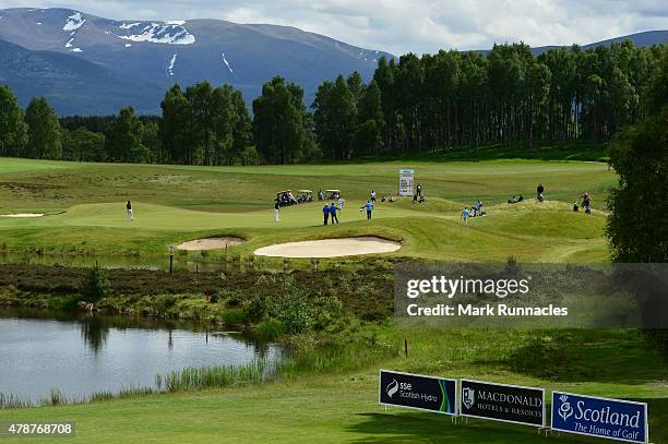 The picturesque 15th green during the third round of the 2015 SSE Scottish Hydro Challenge at the MacDonald Spey Valley Championship Golf Course on...