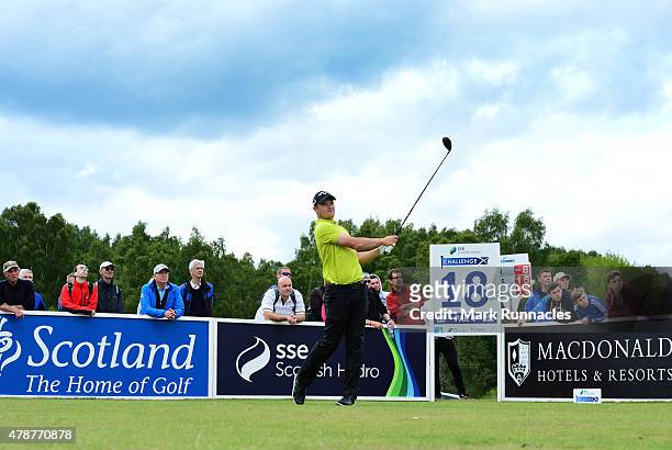 Gary Boyd of England in action during the third round of the 2015 SSE Scottish Hydro Challenge at the MacDonald Spey Valley Championship Golf Course...