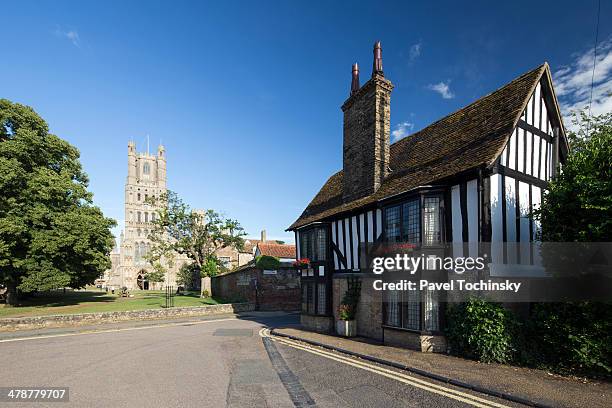 half-timbered house in front of ely cathedral - ely stock pictures, royalty-free photos & images