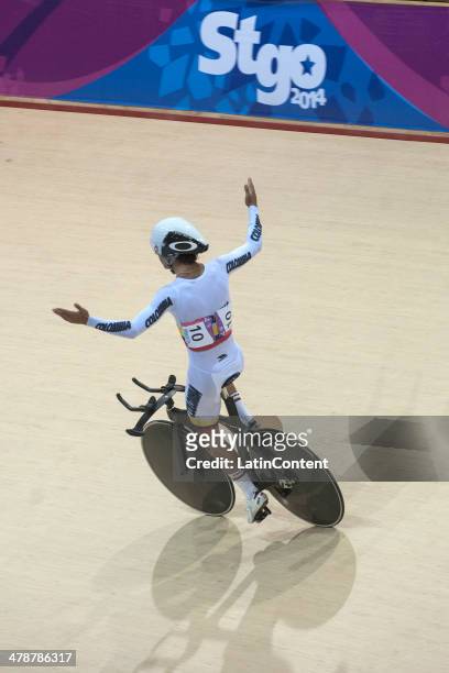 Colombian silver medalist Fernando Gaviria competes in men's Omnium 1km Time Trial of Indoor cycling during day eight of the X South American Games...