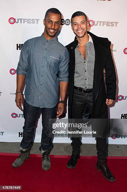 Actor Darryl Stephens and actor Wilson Cruz attend Outfest Fusion's LGBT People Of Color Film Festival's opening night screening of "Blackbird"...