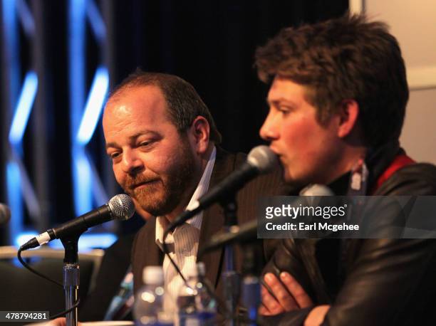 Esquire's Andy Langer and musician Taylor Hanson speak onstage at "When to Tune Out the Trainwreck" during the 2014 SXSW Music, Film + Interactive...