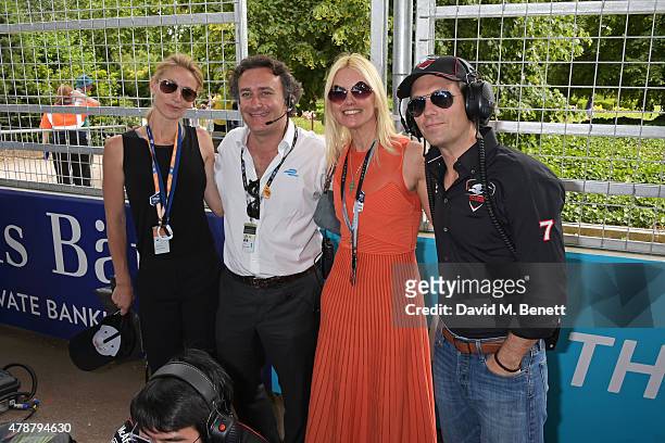 Elaine Irwin, Alejandro Agag, Valeria Mazza and Jay Penske attend Day One at the 2015 FIA Formula E Visa London ePrix at Battersea Park on June 27,...