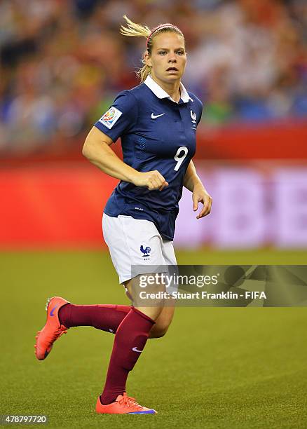 Eugenie Le Sommer of France in action during the quarter final match of the FIFA Women's World Cup between Germany and France at Olympic Stadium on...