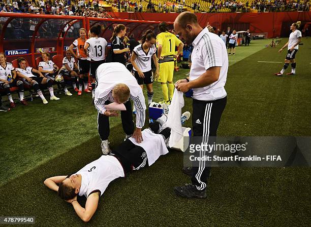 Lena Lotzen of Germany celebrates after the quarter final match of the FIFA Women's World Cup between Germany and France at Olympic Stadium on June...