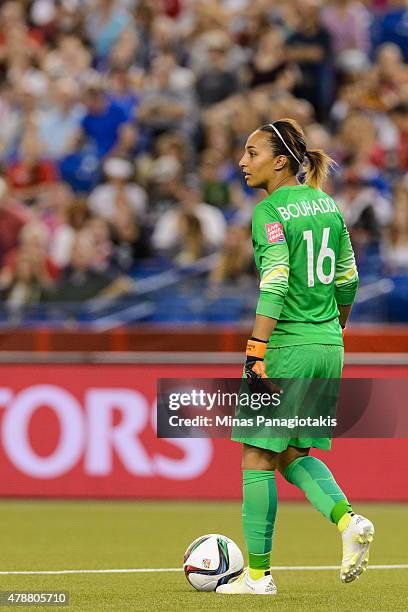 Goalkeeper Sarah Bouhaddi of France looks to play the ball during the 2015 FIFA Women's World Cup quarter final match against Germany at Olympic...