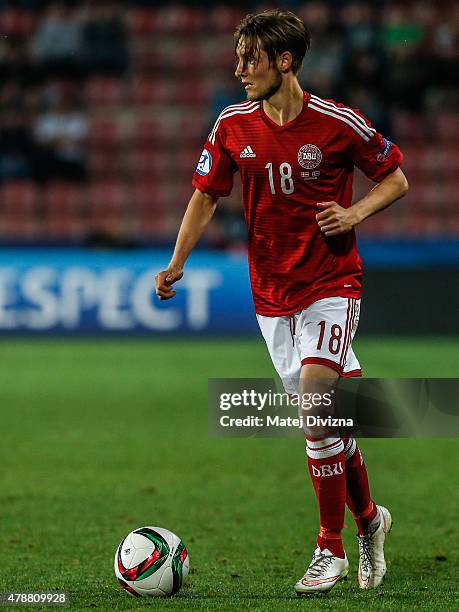 Rasmus Falk of Denmark in action during UEFA U21 European Championship semi final match between Denmark and Sweden at Generali Arena on June 27, 2015...