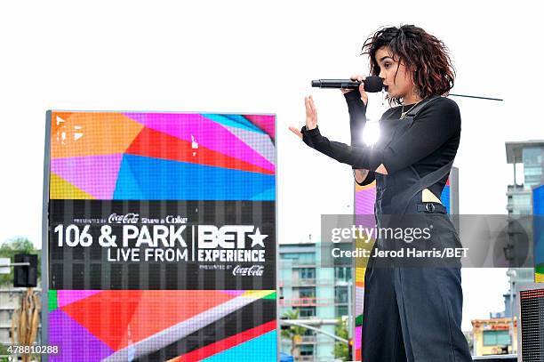 Recording artist Kehlani performs onstage at 106 & Park presented by Coke during the 2015 BET Experience at Nokia Plaza on June 27, 2015 in Los...