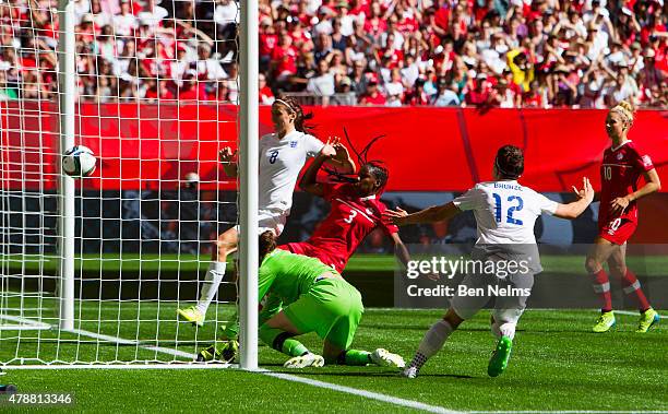 Lucy Bronze of England celebrates her goal against Canada during the FIFA Women's World Cup Canada 2015 Quarter Final match between the England and...