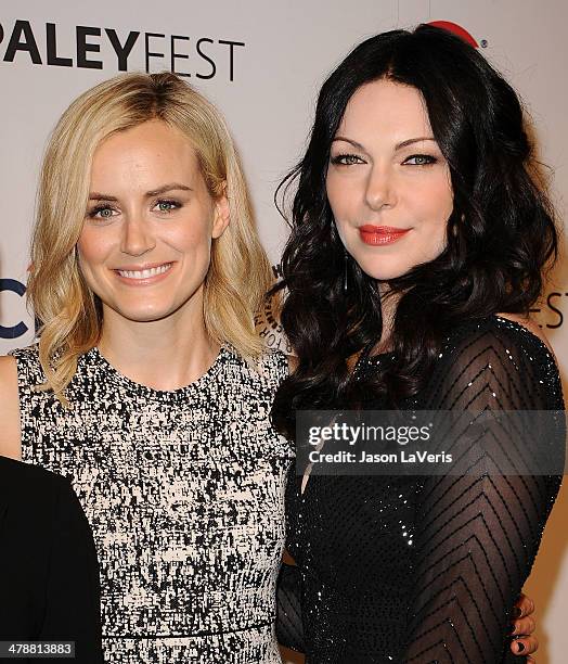 Actresses Taylor Schilling and Laura Prepon attend the "Orange Is The New Black" event at the 2014 PaleyFest at Dolby Theatre on March 14, 2014 in...