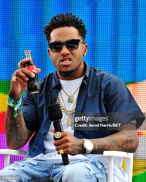 Player DeSean Jackson speaks onstage at 106 & Park presented by Coke during the 2015 BET Experience at Nokia Plaza on June 27, 2015 in Los Angeles,...