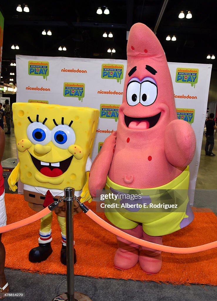 Benjamin 'Lil Pnut' Flores Jr., Kel Mitchell, SpongeBob And Patrick Get Active At Nickelodeon's Road To Worldwide Day Of Play Activation At The BET Experience At L.A. Live