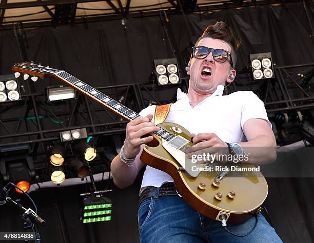 Singer/Songwriter Chase Bryant performs during day 3 of the 20th Anniversary of Kicker Country Stampede on June 27, 2015 at Tuttle Creek State Park...