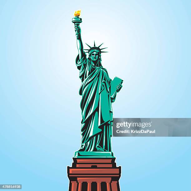 stockillustraties, clipart, cartoons en iconen met statue of liberty - statue of liberty