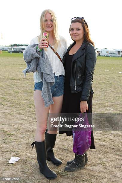 Festival goers during the third day of the Bravalla Festival on June 27, 2015 in Norrkoping, Sweden.