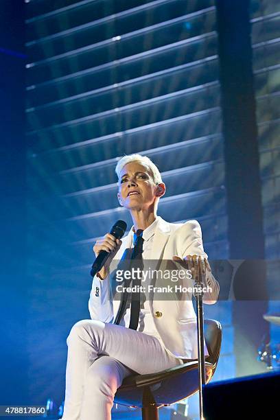 Singer Marie Fredriksson of the Swedish band Roxette performs live during a concert at the O2 World on June 27, 2015 in Berlin, Germany.