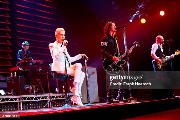 Marie Fredriksson and Per Gessle of the Swedish band Roxette perform live during a concert at the O2 World on June 27, 2015 in Berlin, Germany.