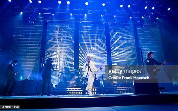 Marie Fredriksson and Per Gessle of the Swedish band Roxette perform live during a concert at the O2 World on June 27, 2015 in Berlin, Germany.