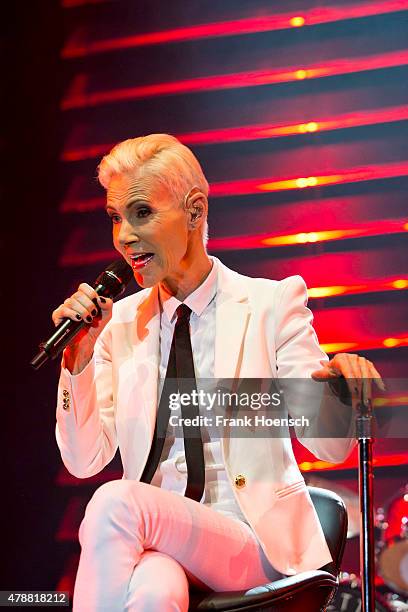 Singer Marie Fredriksson of the Swedish band Roxette performs live during a concert at the O2 World on June 27, 2015 in Berlin, Germany.