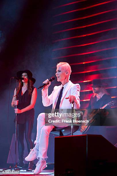 Singer Marie Fredriksson of the Swedish band Roxette performs live during a concert at the O2 World on June 27, 2015 in Berlin, Germany.